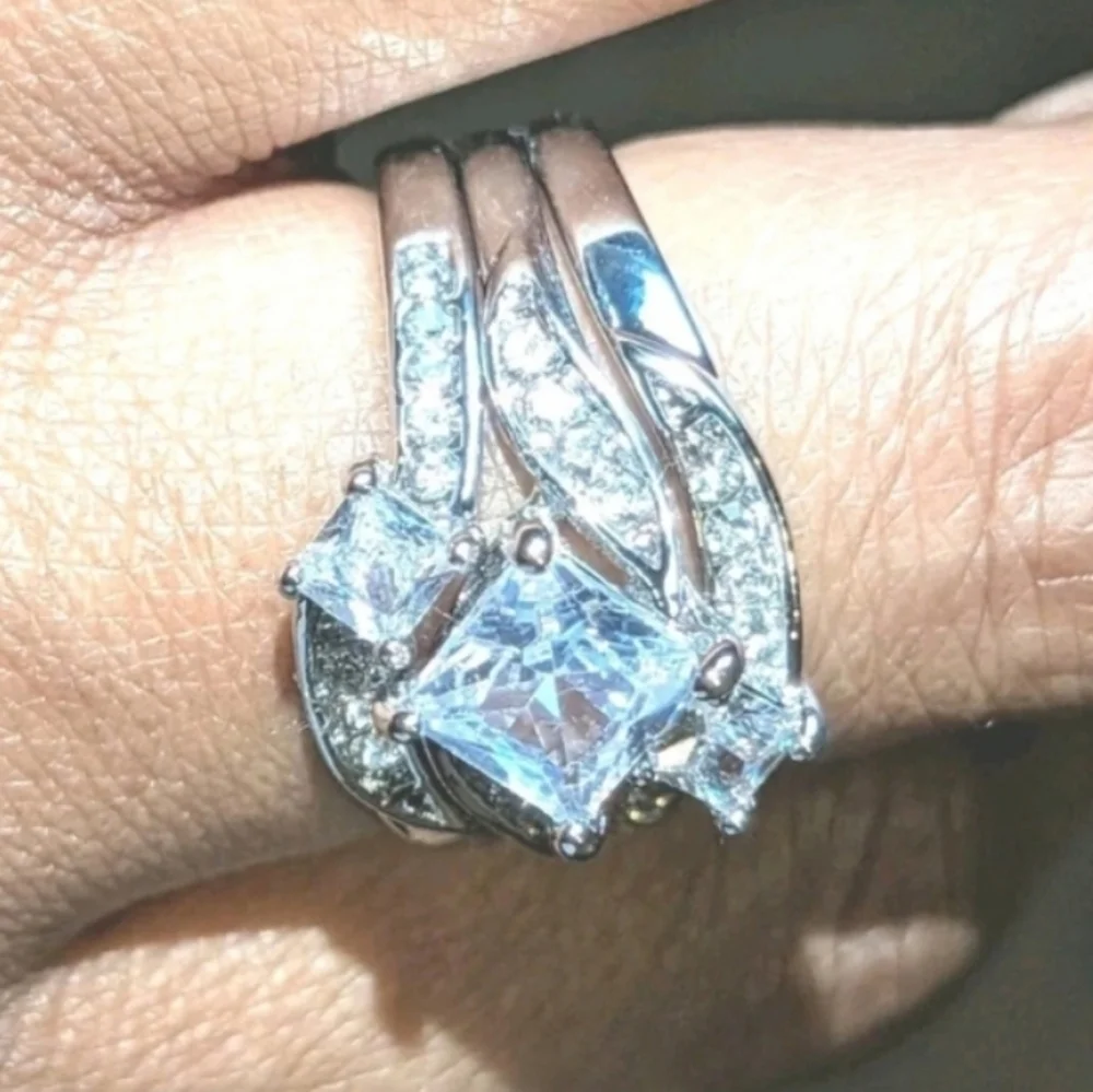 Womens 4ct Intricate Detailed Lab Created Diamond Engagement Ring Set Sz7